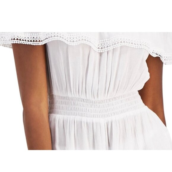 MIKEN Junior's Shoulderless Cover Up Romper White Size XS - Picture 3 of 7